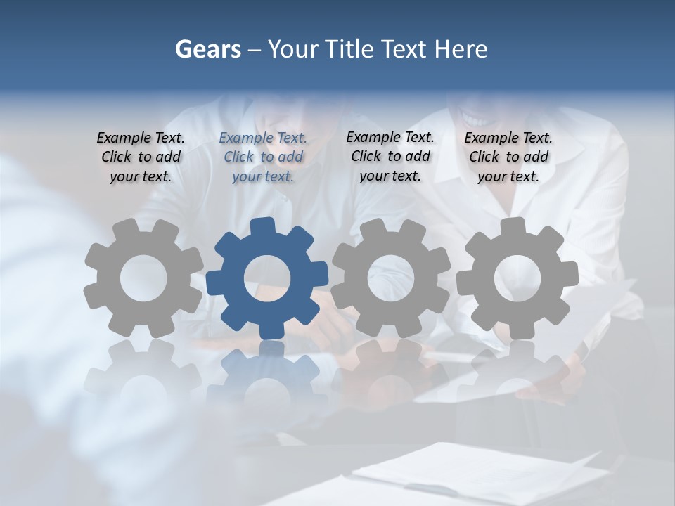 A Couple Of People Sitting At A Table PowerPoint Template