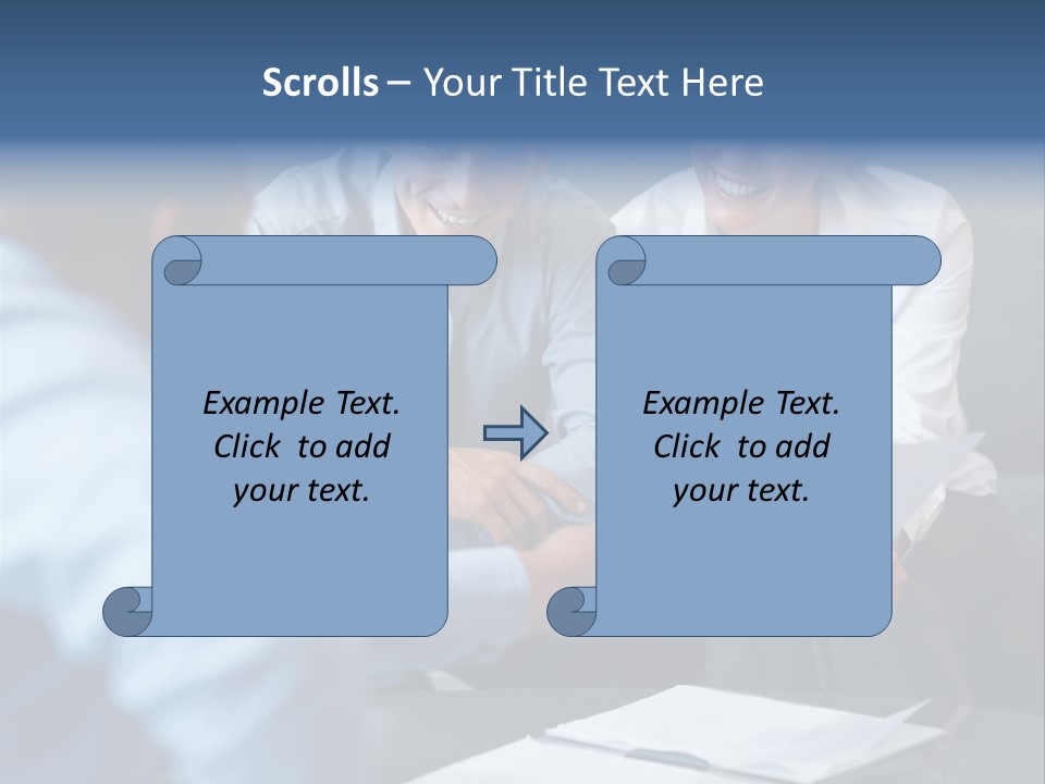 A Couple Of People Sitting At A Table PowerPoint Template