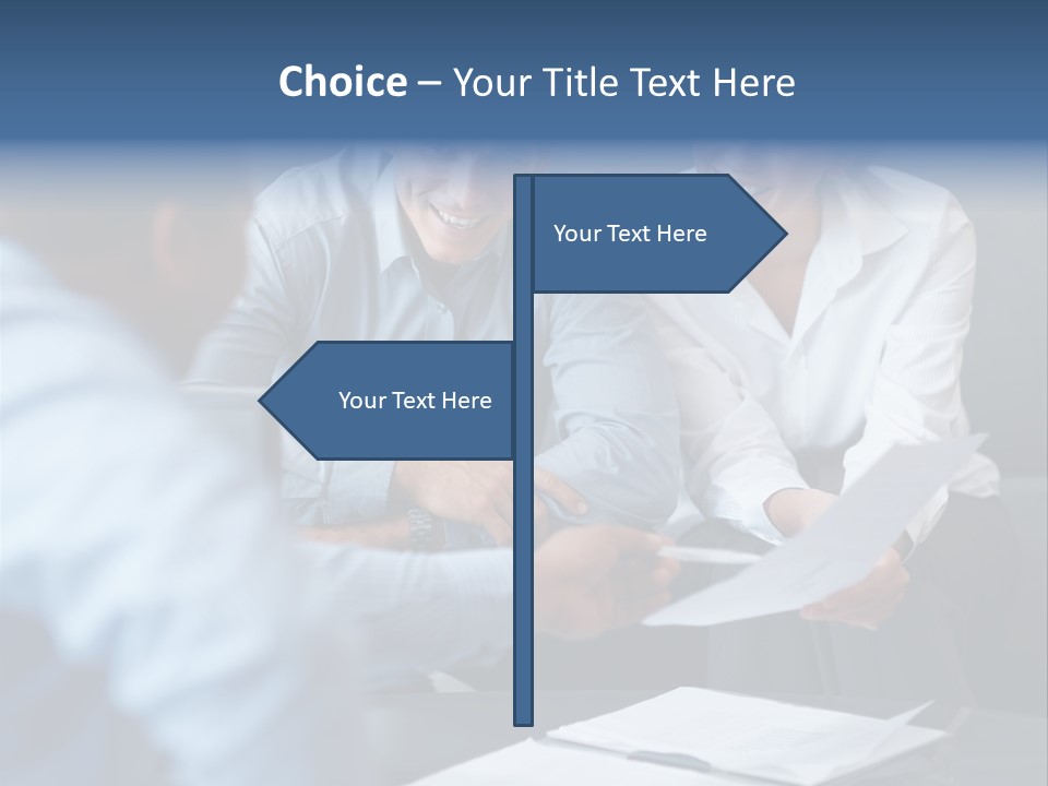 A Couple Of People Sitting At A Table PowerPoint Template