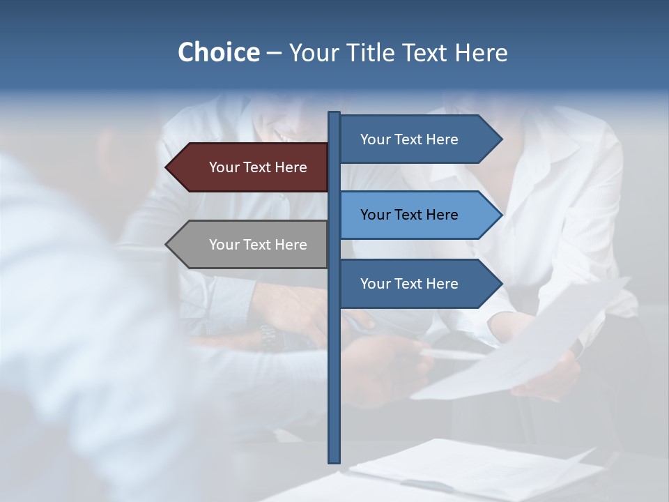 A Couple Of People Sitting At A Table PowerPoint Template