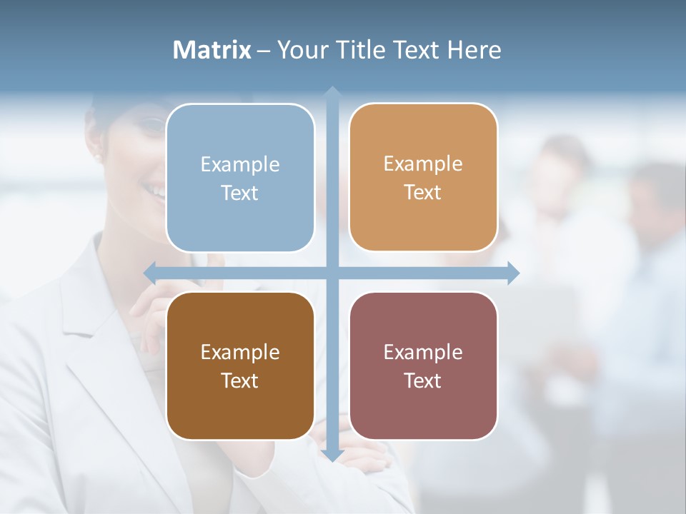 A Woman In A Business Suit Is Pointing To Her Finger PowerPoint Template