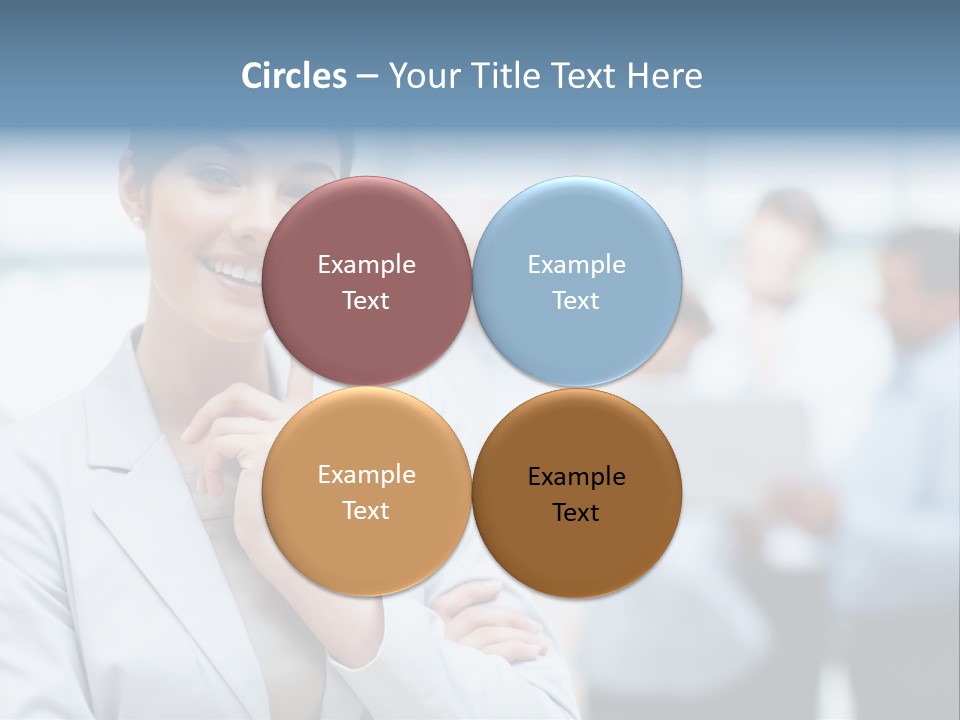 A Woman In A Business Suit Is Pointing To Her Finger PowerPoint Template