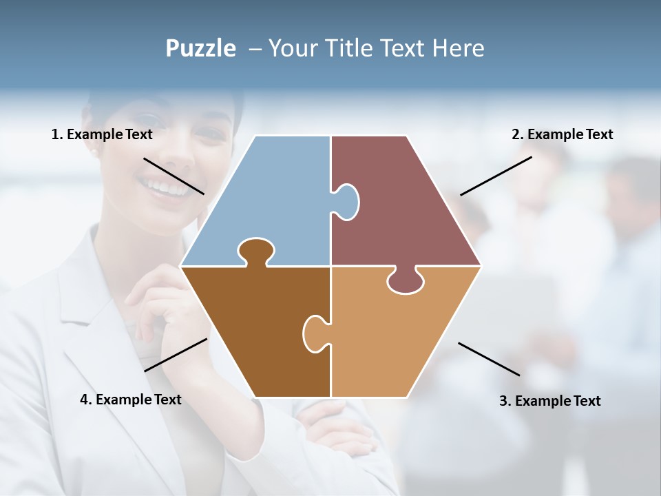 A Woman In A Business Suit Is Pointing To Her Finger PowerPoint Template