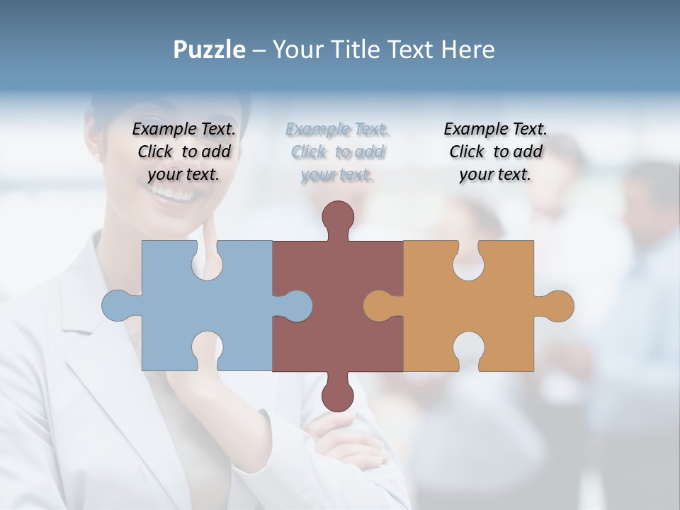 A Woman In A Business Suit Is Pointing To Her Finger PowerPoint Template