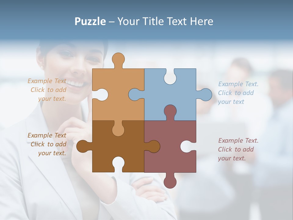 A Woman In A Business Suit Is Pointing To Her Finger PowerPoint Template