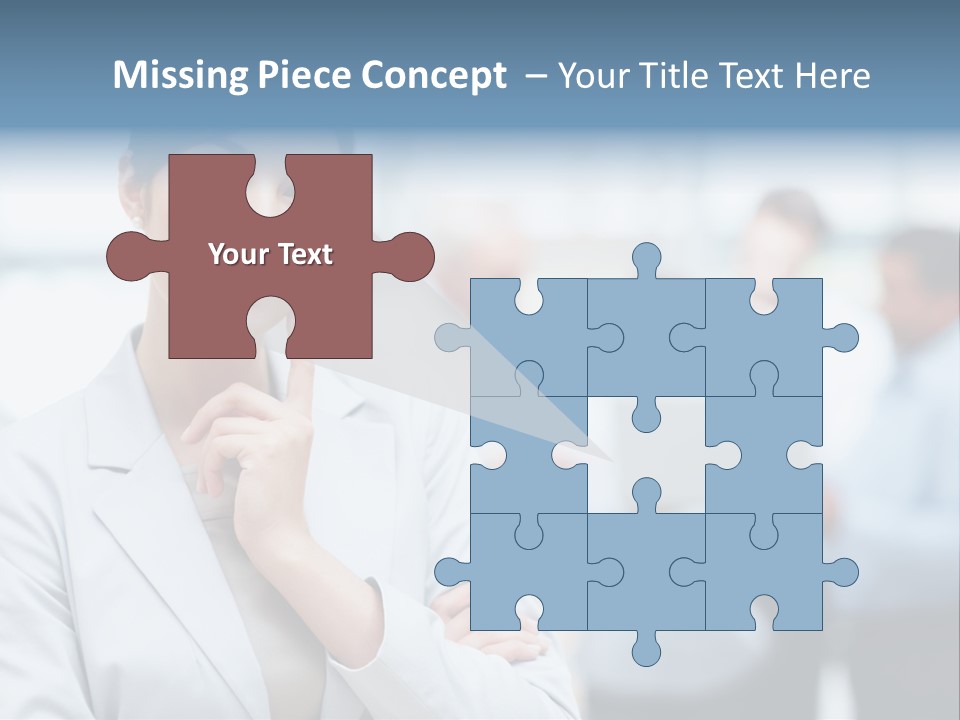 A Woman In A Business Suit Is Pointing To Her Finger PowerPoint Template