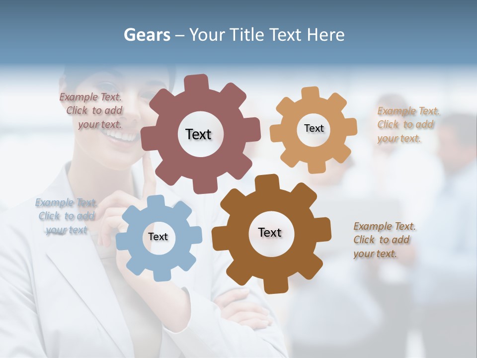 A Woman In A Business Suit Is Pointing To Her Finger PowerPoint Template