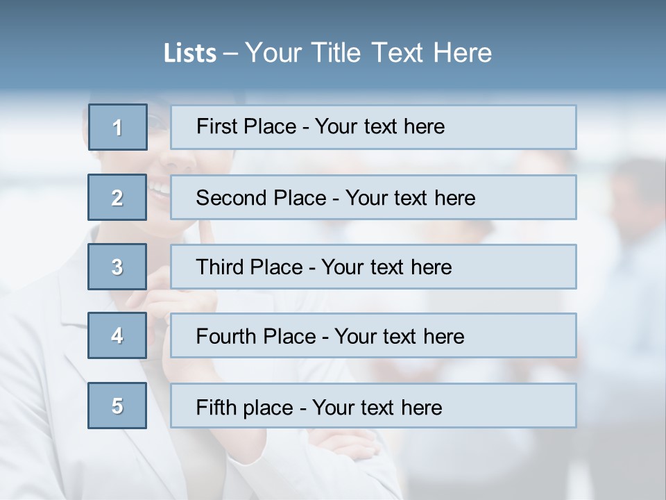 A Woman In A Business Suit Is Pointing To Her Finger PowerPoint Template
