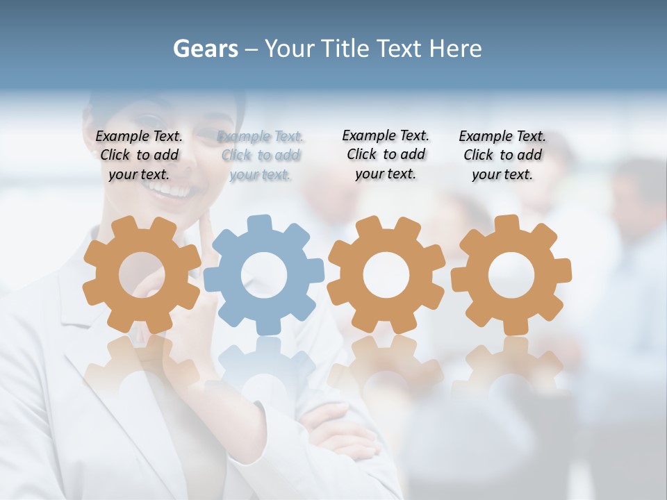 A Woman In A Business Suit Is Pointing To Her Finger PowerPoint Template