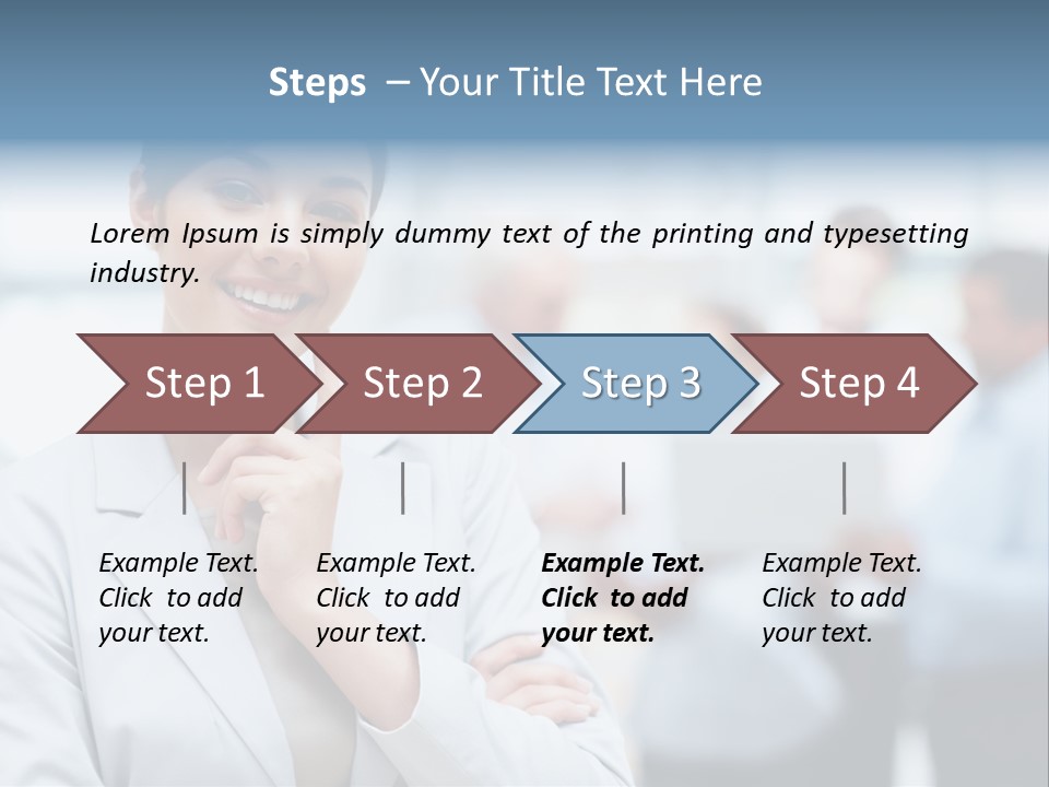 A Woman In A Business Suit Is Pointing To Her Finger PowerPoint Template