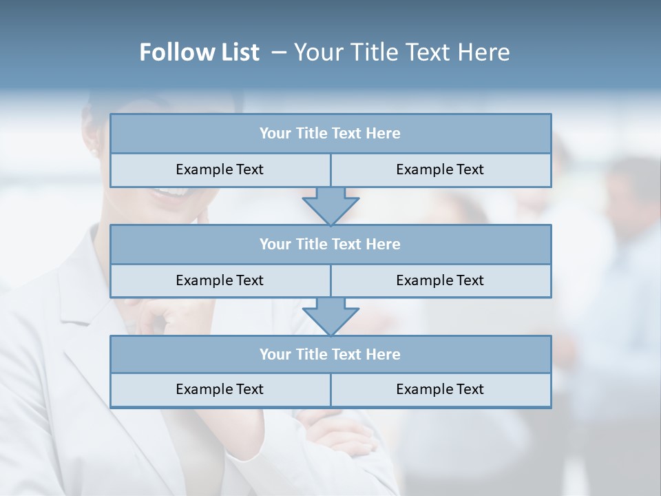 A Woman In A Business Suit Is Pointing To Her Finger PowerPoint Template