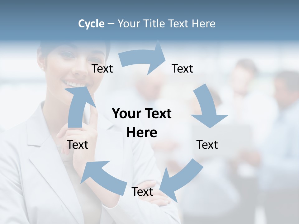 A Woman In A Business Suit Is Pointing To Her Finger PowerPoint Template