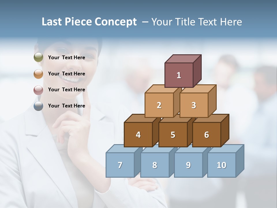 A Woman In A Business Suit Is Pointing To Her Finger PowerPoint Template