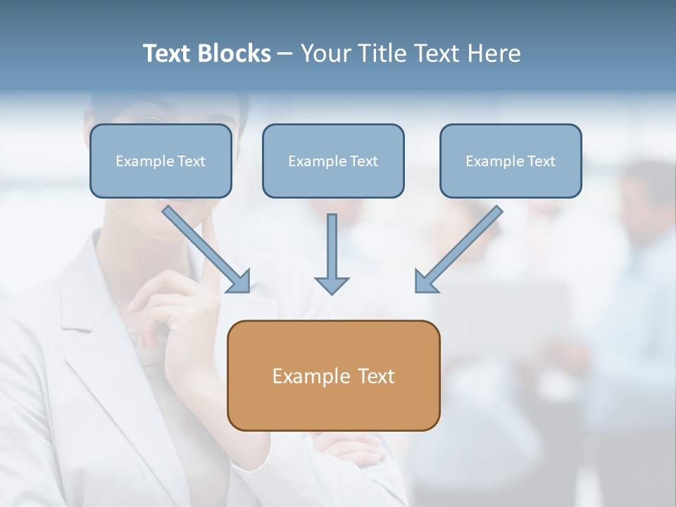 A Woman In A Business Suit Is Pointing To Her Finger PowerPoint Template