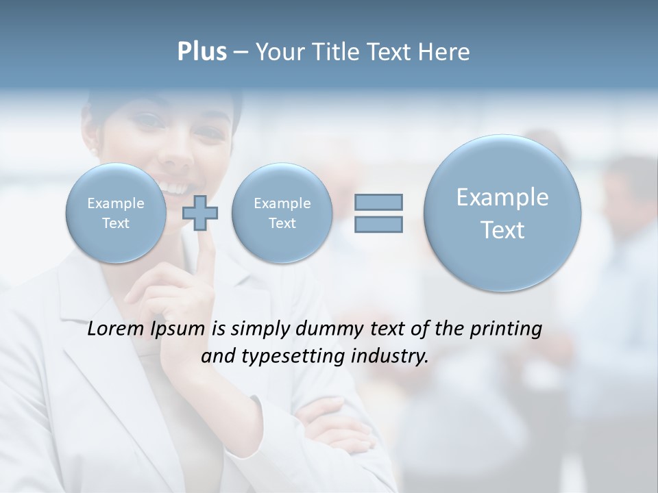 A Woman In A Business Suit Is Pointing To Her Finger PowerPoint Template