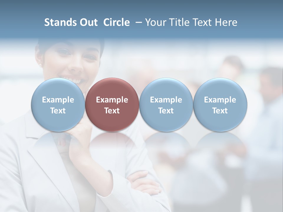 A Woman In A Business Suit Is Pointing To Her Finger PowerPoint Template