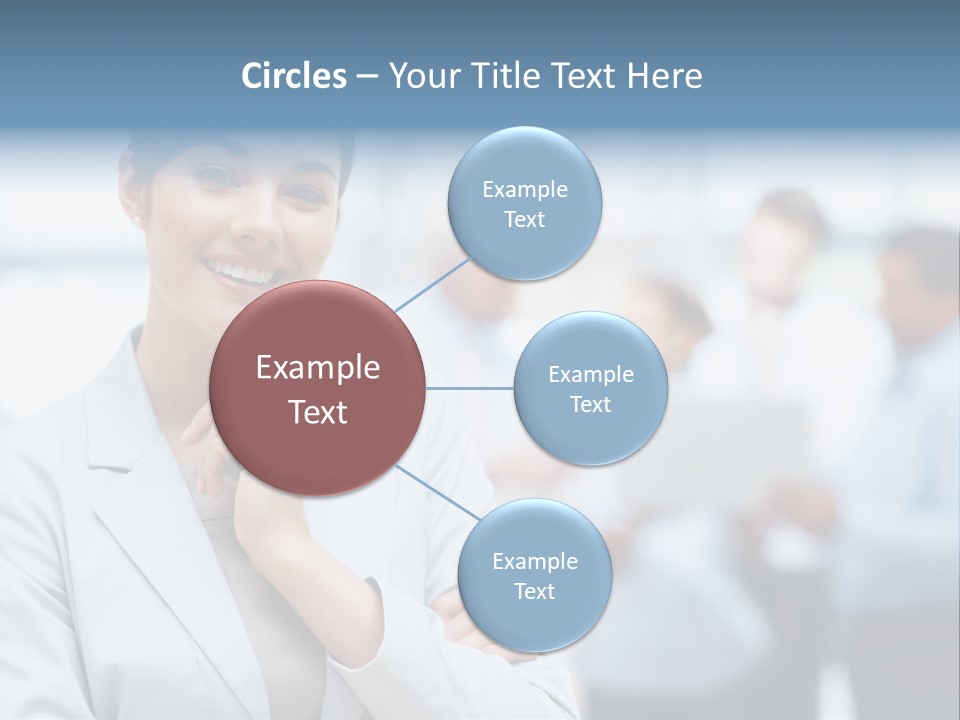 A Woman In A Business Suit Is Pointing To Her Finger PowerPoint Template