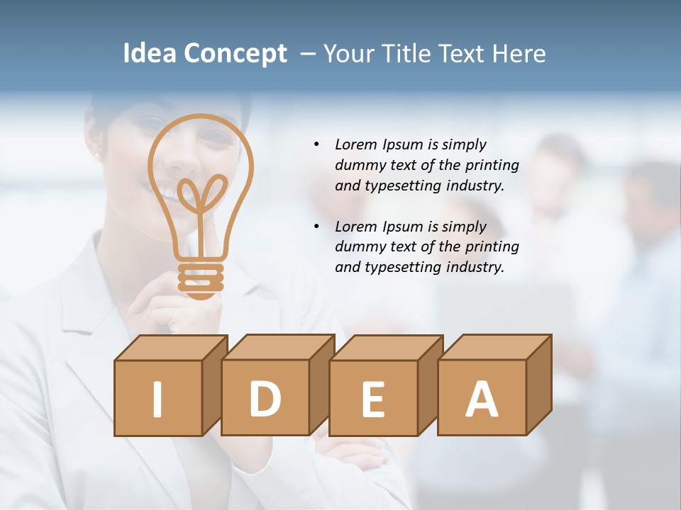 A Woman In A Business Suit Is Pointing To Her Finger PowerPoint Template