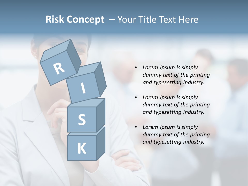 A Woman In A Business Suit Is Pointing To Her Finger PowerPoint Template