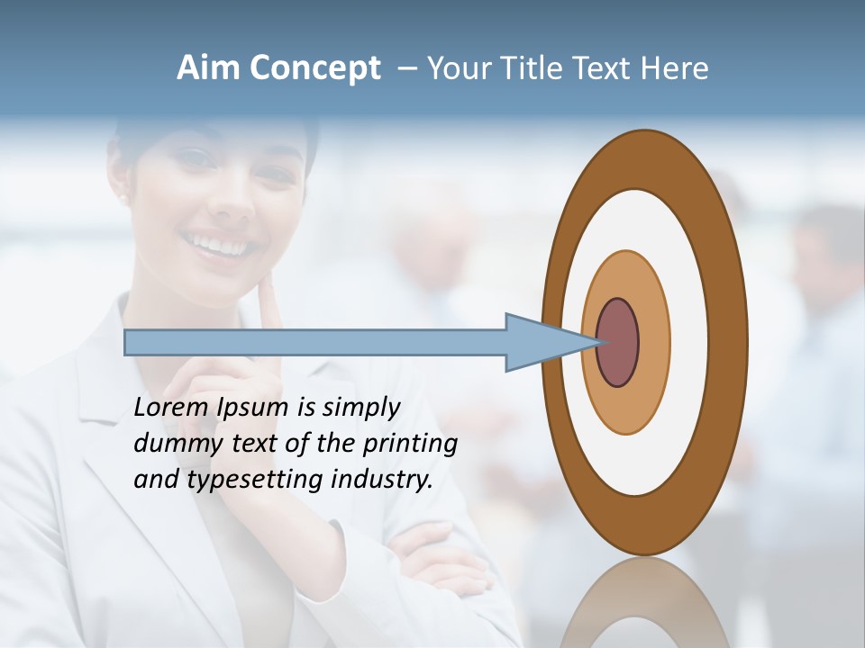 A Woman In A Business Suit Is Pointing To Her Finger PowerPoint Template