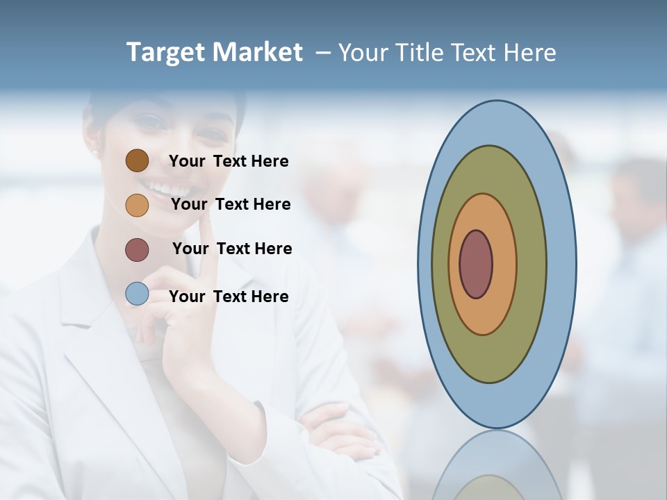 A Woman In A Business Suit Is Pointing To Her Finger PowerPoint Template