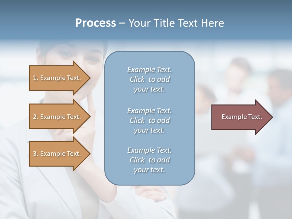 A Woman In A Business Suit Is Pointing To Her Finger PowerPoint Template