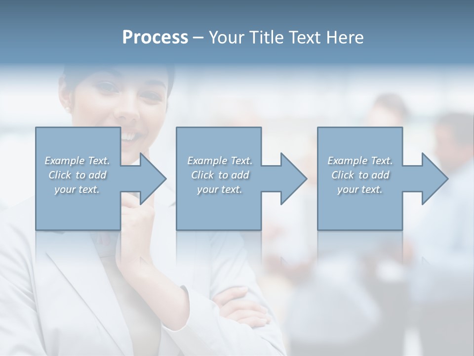 A Woman In A Business Suit Is Pointing To Her Finger PowerPoint Template