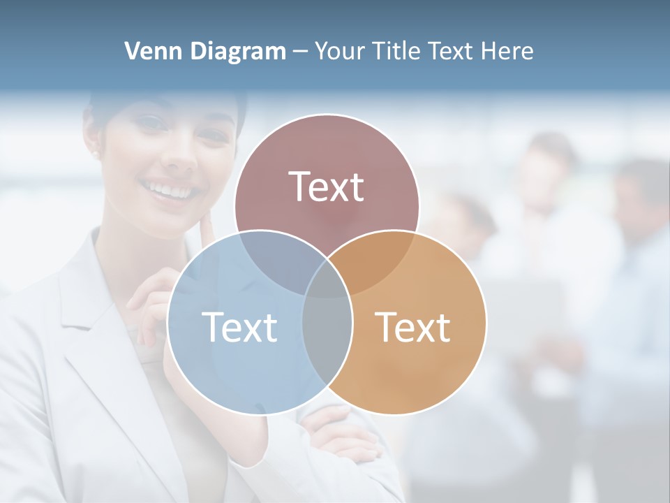 A Woman In A Business Suit Is Pointing To Her Finger PowerPoint Template