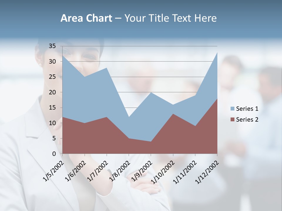 A Woman In A Business Suit Is Pointing To Her Finger PowerPoint Template