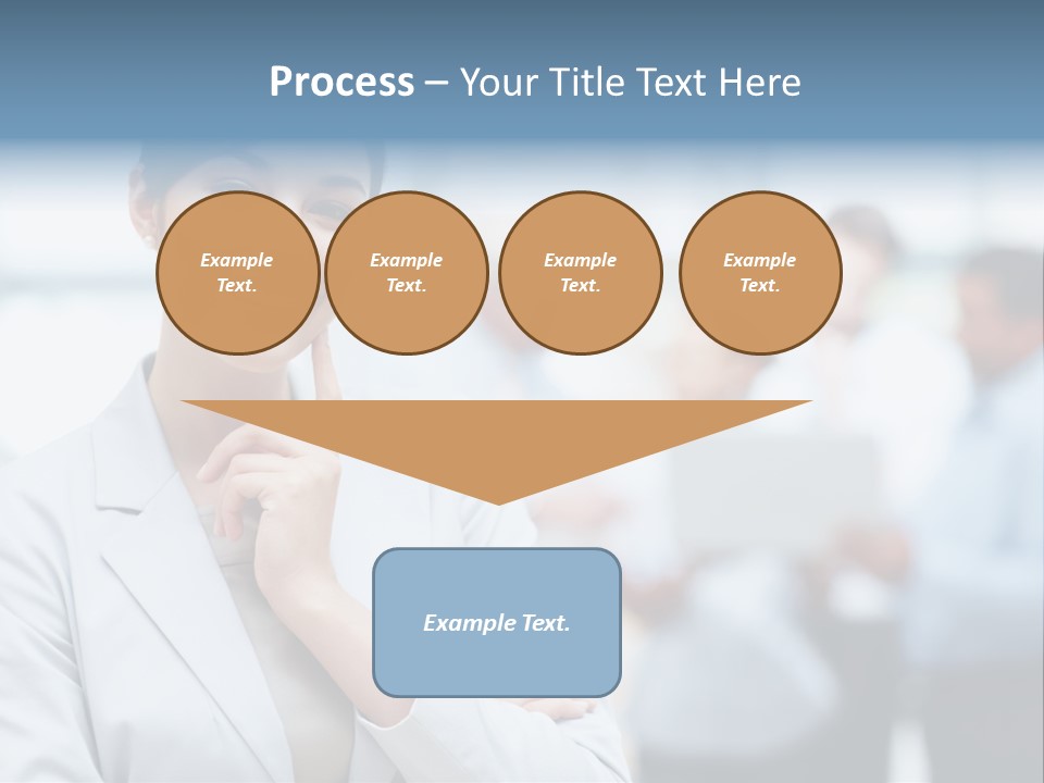 A Woman In A Business Suit Is Pointing To Her Finger PowerPoint Template