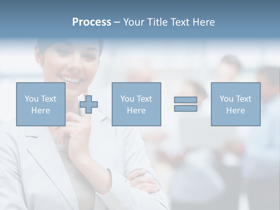 A Woman In A Business Suit Is Pointing To Her Finger PowerPoint Template