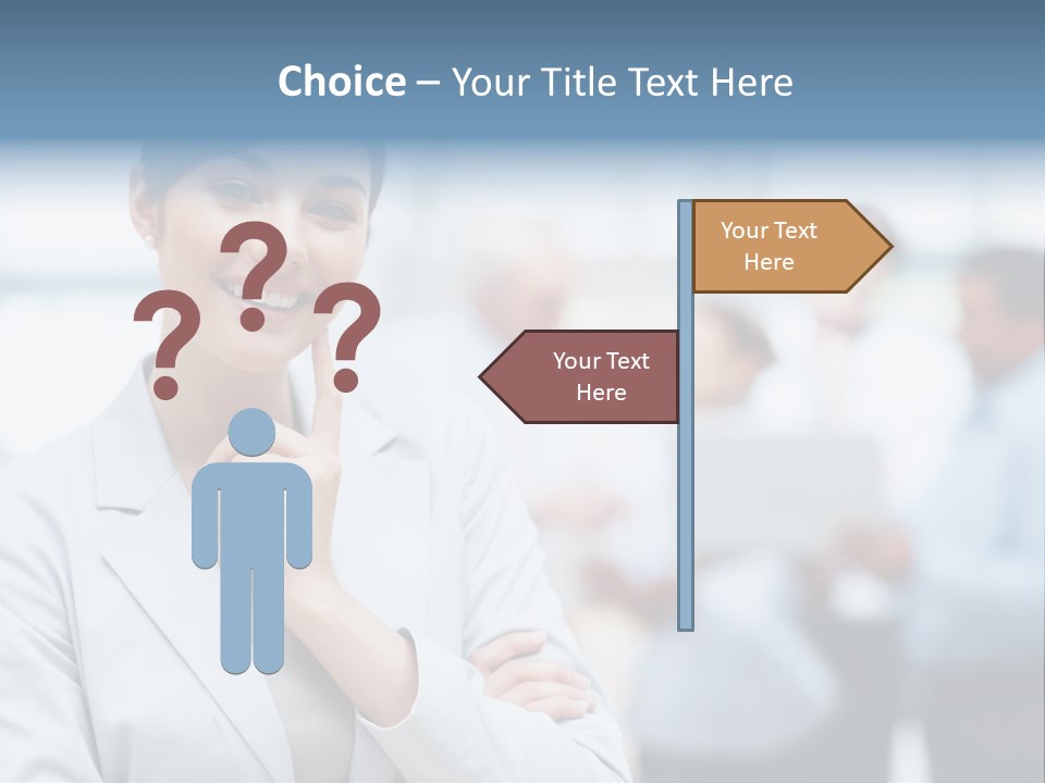 A Woman In A Business Suit Is Pointing To Her Finger PowerPoint Template