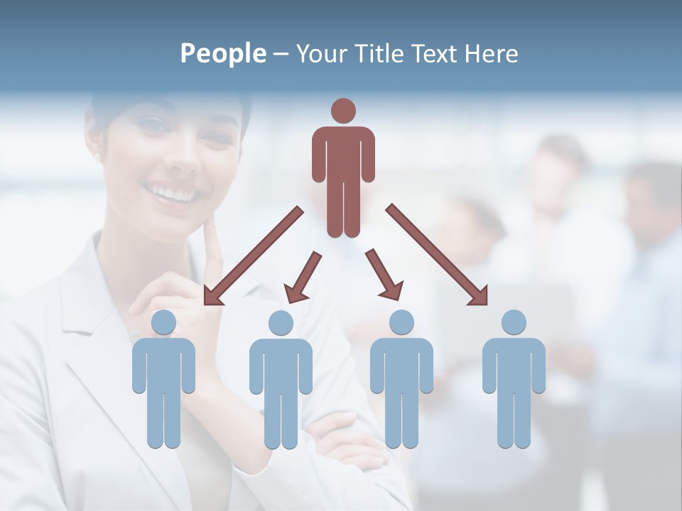 A Woman In A Business Suit Is Pointing To Her Finger PowerPoint Template