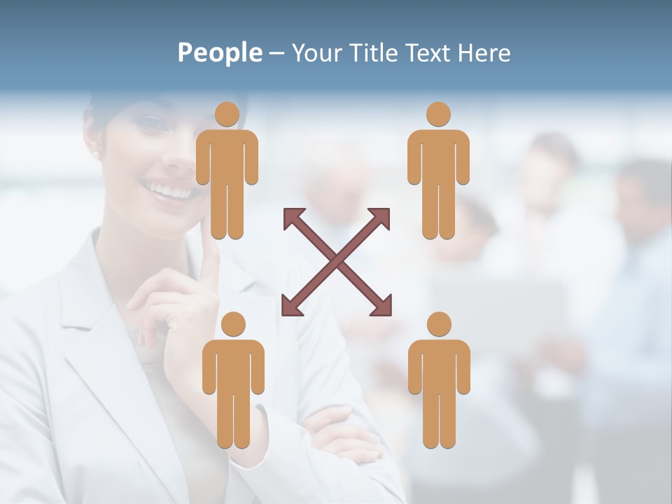 A Woman In A Business Suit Is Pointing To Her Finger PowerPoint Template