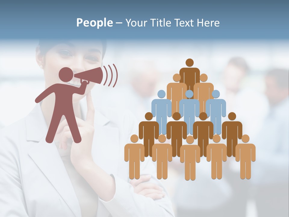 A Woman In A Business Suit Is Pointing To Her Finger PowerPoint Template