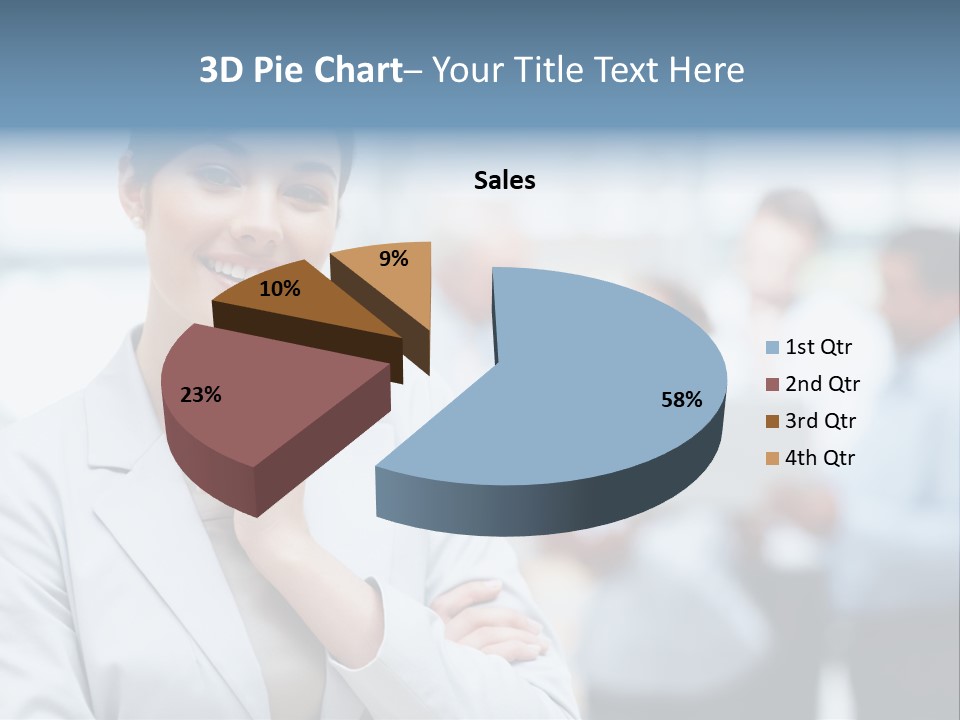 A Woman In A Business Suit Is Pointing To Her Finger PowerPoint Template