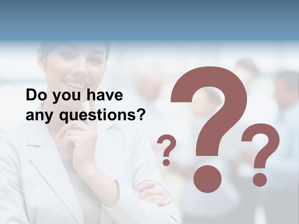 A Woman In A Business Suit Is Pointing To Her Finger PowerPoint Template