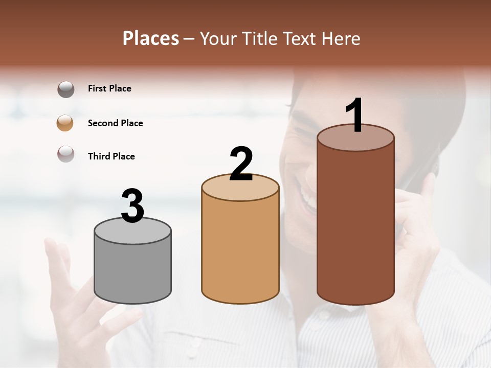 A Smiling Man Talking On A Cell Phone PowerPoint Template