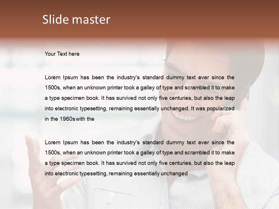 A Smiling Man Talking On A Cell Phone PowerPoint Template