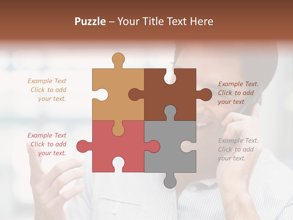 A Smiling Man Talking On A Cell Phone PowerPoint Template