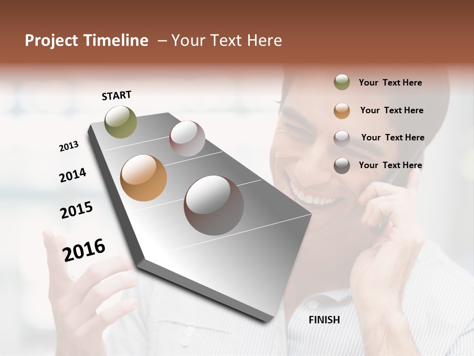 A Smiling Man Talking On A Cell Phone PowerPoint Template