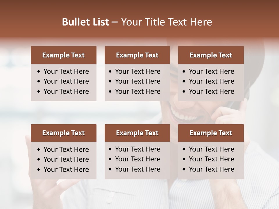 A Smiling Man Talking On A Cell Phone PowerPoint Template