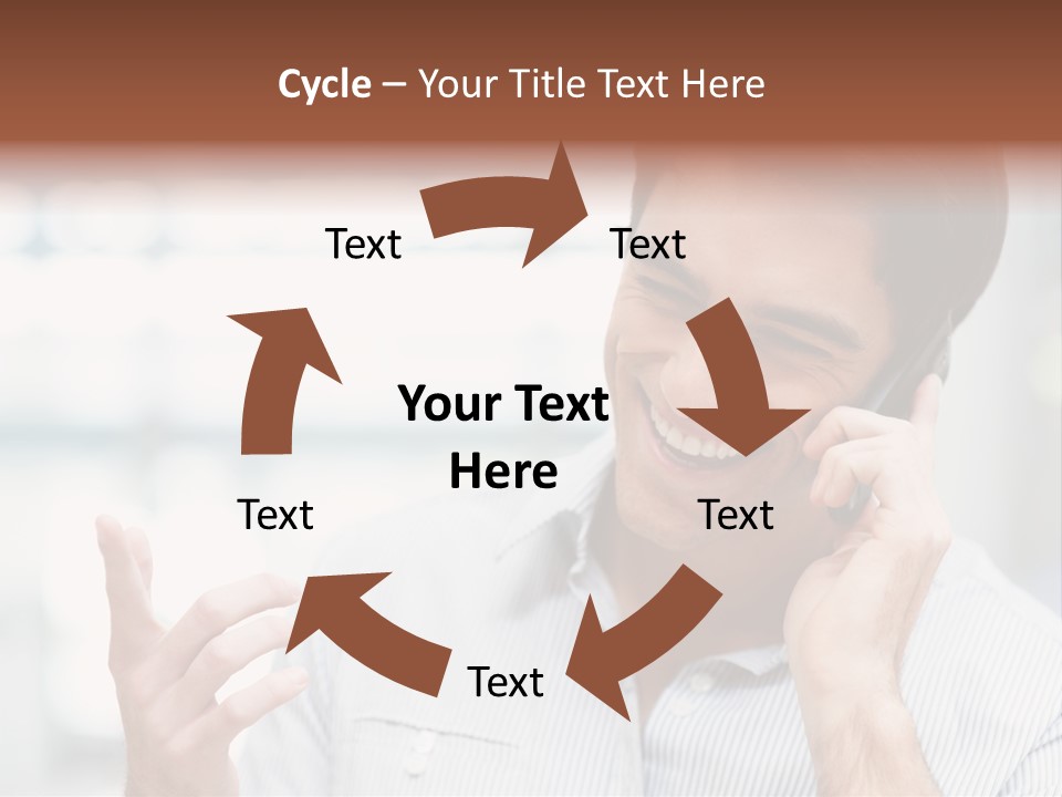 A Smiling Man Talking On A Cell Phone PowerPoint Template