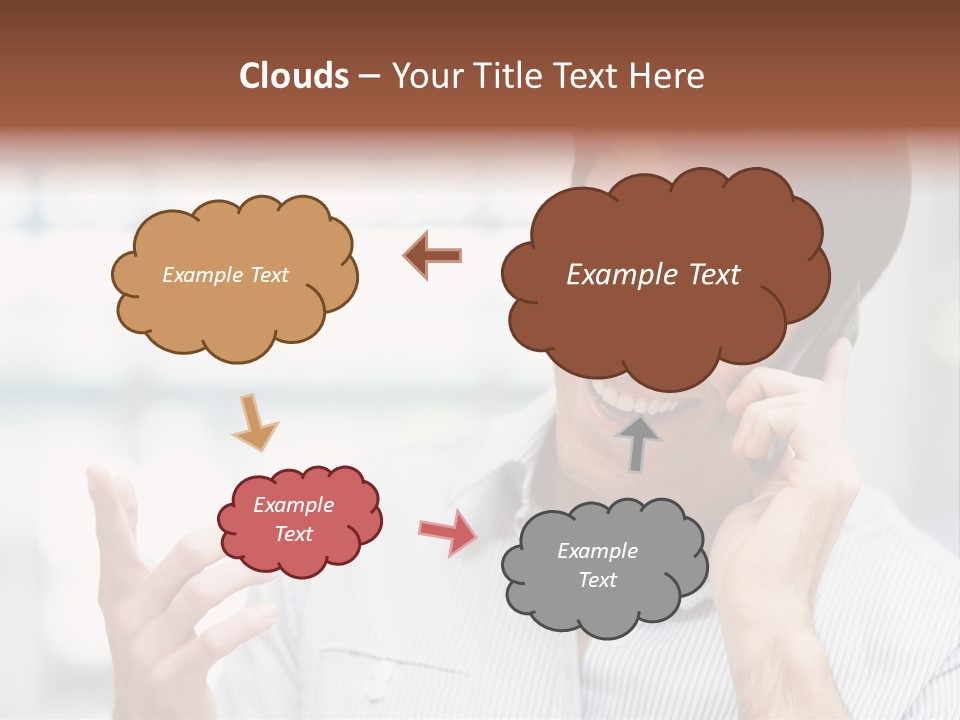 A Smiling Man Talking On A Cell Phone PowerPoint Template