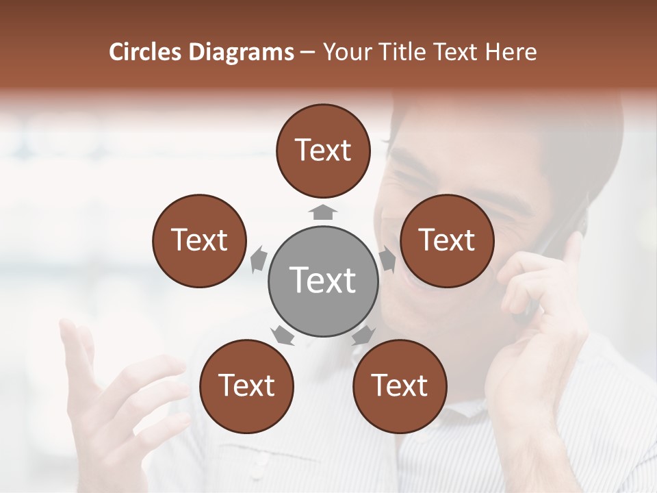 A Smiling Man Talking On A Cell Phone PowerPoint Template