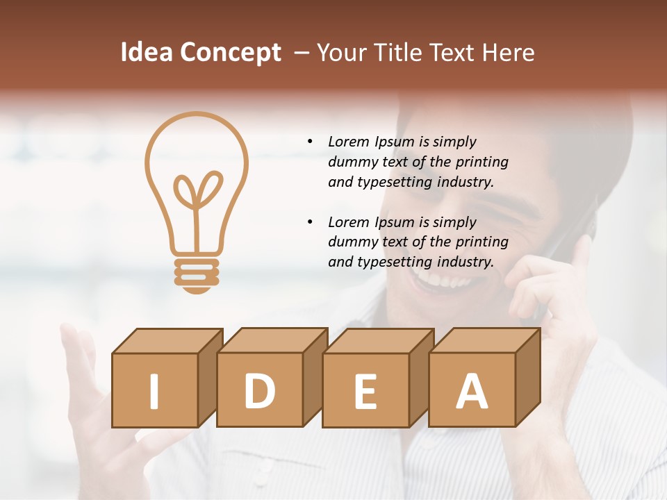 A Smiling Man Talking On A Cell Phone PowerPoint Template