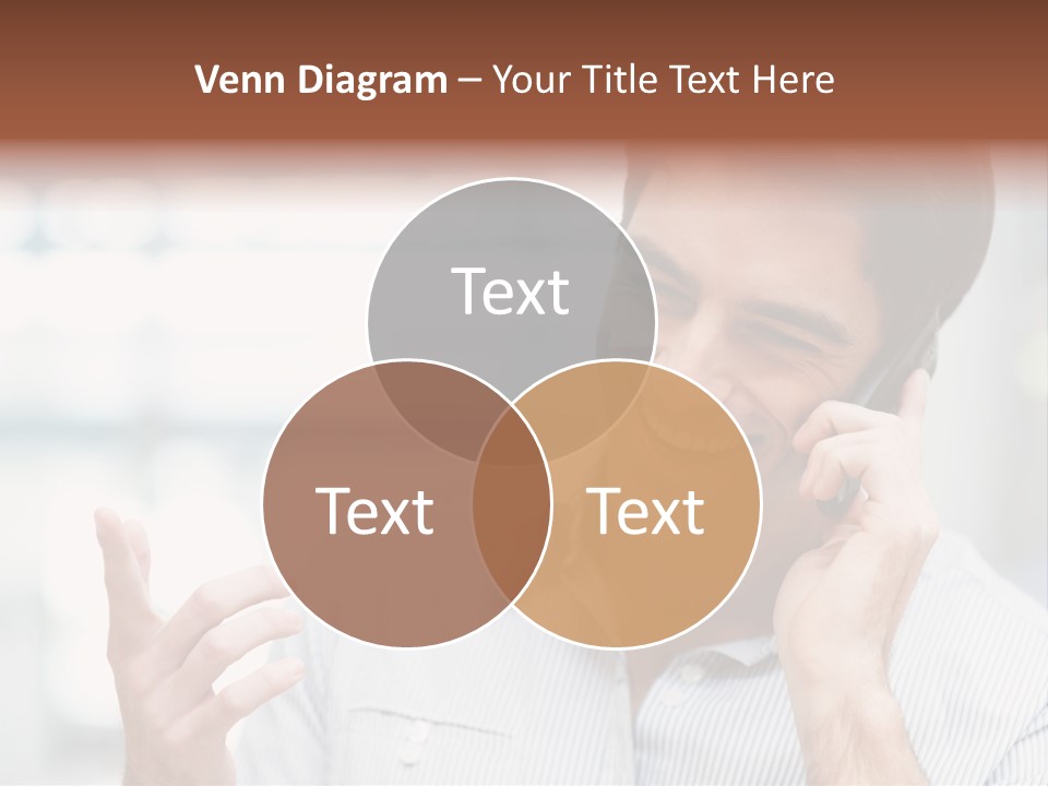 A Smiling Man Talking On A Cell Phone PowerPoint Template