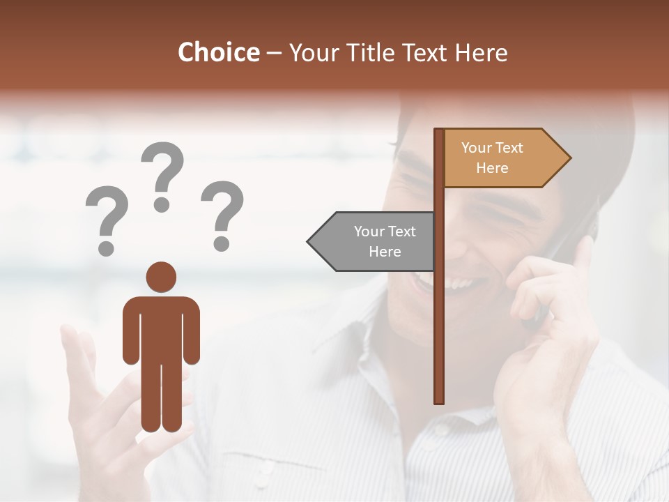 A Smiling Man Talking On A Cell Phone PowerPoint Template