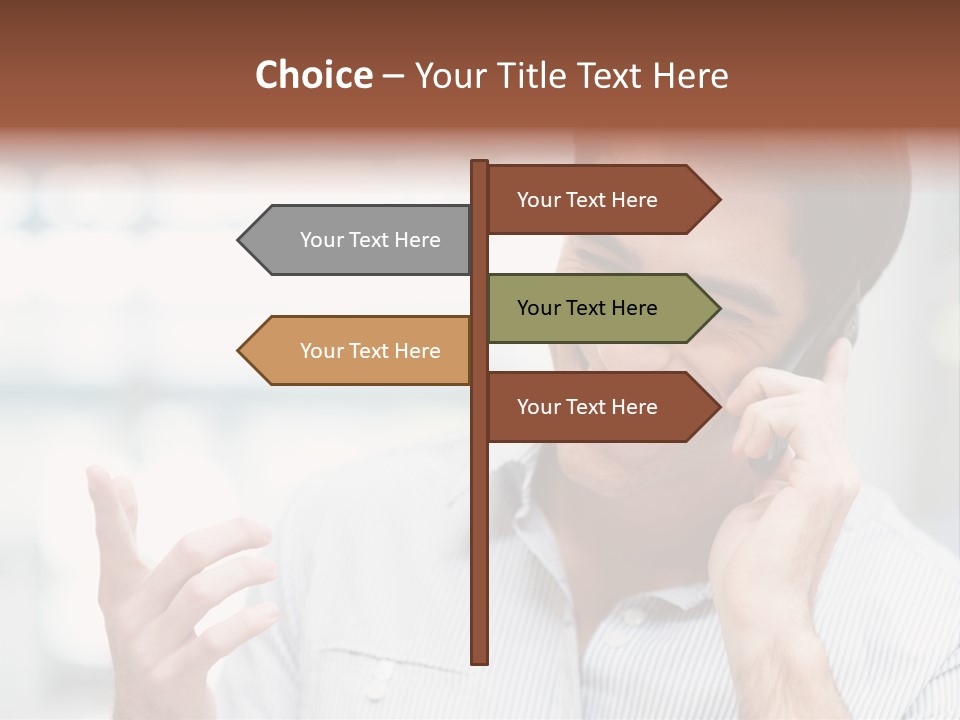 A Smiling Man Talking On A Cell Phone PowerPoint Template