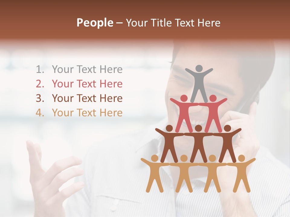 A Smiling Man Talking On A Cell Phone PowerPoint Template